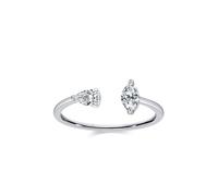 Married Ring, Silver Ring Set Vintage with Created Diamond 18K White Gold Size L 1/2