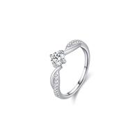 Married Ring, Simple Ring Classic Twisted Design with 0.5ct Round Lab Diamond and Moissanite 14K White Gold Size T 1/2