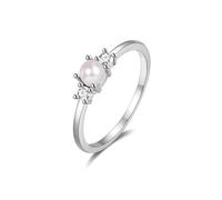 Married Ring, The Wedding Band 9K White Gold with Round Pearl Size M 1/2