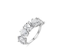 Married Ring, The Wedding Band Irregular Silver with Square Shape Lab Created Diamond 9K White Gold Size R 1/2