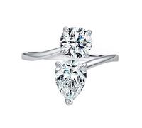 Married Ring, White Gold Band Ring Woman 9K Round with White Round Shape Moissanite Size S 1/2