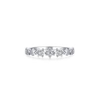 Married Ring, White Gold Bands for Women Simple Star Design with 0.1ct Round Moissanite Platinum Size I 1/2