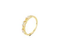 Married Ring, Yellow Gold Engagement Rings for Women 14K Gold Flower Inlaid Stones with Round Shape Moissanite Size M 1/2