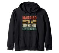 Married to a Super Hot Airline Pilot Funny Husband Wife Zip Hoodie