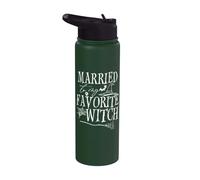 Married to My Favorite Witch Spooky Halloween Witchy Stainless Steel Insulated Water Bottle