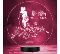 Married Wedding Day Anniversary Engagement Personalised Gift Colour Night Light | Personalised Gift For Home, Lamp Room Décor | Kids & Adults Night Lights With Name | Personalised Gift For Bedroom |