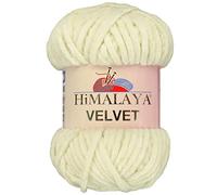 Marriner Himalaya Velvet Super Chunky Yarn with 100% Polyester 14/16 Ply for Knitting and Crochet - Vegan Friendly and Hypoallergenic (Cream 100g Single Ball)