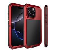 Marrkey for iPhone 16 Plus Metal Case 6.7",Heavy Duty Shockproof Aluminum Alloy Tough Armour Military Phone Case,360 Full Body Protective Cover with Silicone Built-in Screen Protector - Red