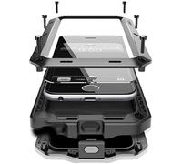 Marrkey for iPhone 16E Metal Case 6.1",Heavy Duty Shockproof Aluminum Alloy Tough Armour Military Grade Phone Case,360 Full Body Protective Cover with Silicone Built-in Screen Protector -Black