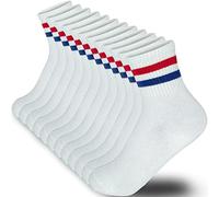 MARRON SMITH Cotton Stripe Ankle Thin Socks Women & Men 6 Pairs, Red Blue, Medium