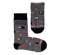 MARRON Y - Computer Socks with Superpowers - Made in Spain - Perfect Gift - Fun - 80% Cotton - Unisex, Grey and black, 35-40