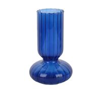 Marrooma Glass Vases for Centerpieces, Delicate Glass Vase Colorful Striped Glass Vase, Modern Geometric Glass Vases, Delicate Vase for Centerpieces(Blue)