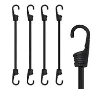 MARRTEUM 18-Inch Bungee Cords with Hooks Black Elastic Rope Straps for Camping, Bike, Folding Wagon, Trunk etc. [4PCS, Plastic-clad Steel Hook]