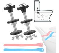 MARRTEUM 2 Pcs Universal Toilet Tank to Bowl Bolts Kit | Heavy-Duty Stainless Steel, with Seat Lifter Tab & Washers/Gasket, Fits Most Toilets, Solves Leaks/Loose Tanks, Durability & Hygienic