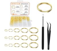MARRTEUM 500 Pcs Double Open Jump Rings Kit, Zinc Alloy Mini Round Split Craft Jump Keychains Key Ring with Double Loops Connectors for Jewelry Making, Bracelets, Necklace, DIY (5, 6, 8, 10, 12mm)