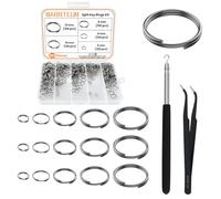 MARRTEUM 500 Pcs Double Open Jump Rings Kit, Zinc Alloy Mini Round Split Craft Jump Keychains Key Ring with Double Loops Connectors for Jewelry Making, Bracelets, Necklace, DIY (5, 6, 8, 10, 12mm)