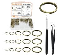 MARRTEUM 500 Pcs Double Open Jump Rings Kit, Zinc Alloy Mini Round Split Craft Jump Keychains Key Ring with Double Loops Connectors for Jewelry Making, Bracelets, Necklace, DIY (5, 6, 8, 10, 12mm)