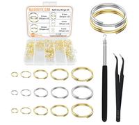 MARRTEUM 500 Pcs Double Open Jump Rings Kit, Zinc Alloy Mini Round Split Craft Jump Keychains Key Ring with Double Loops Connectors for Jewelry Making, Bracelets, Necklace, DIY (5, 6, 8, 10, 12mm)