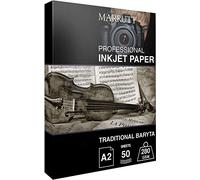 Marrutt 280gsm Traditional Baryta Hi-White Semi Gloss Inkjet Photo Paper: A2-50 Sheets