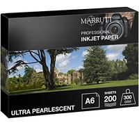 Marrutt 300gsm Ultra Pearlescent Hi-White Inkjet Photo Paper: A6-200 Sheets