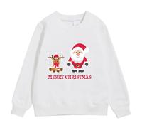 Marry Christmas Kids Sweatshirt Santa Deer Long Sleeves Winter Sport Sweaters Solid Color Casual Loose Tops Soft Warm Comfy Loose Fit Pullover Sweatshirts Boys Girls Winter Clothes (White, 5-6 Years)