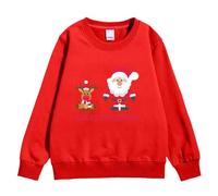 Marry Christmas Kids Sweatshirt Santa Deer Long Sleeves Winter Sport Sweaters Solid Color Casual Loose Tops Soft Warm Comfy Loose Fit Pullover Sweatshirts Boys Girls Winter Clothes (Red, 9-10 Years)