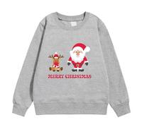 Marry Christmas Kids Sweatshirt Santa Deer Long Sleeves Winter Sport Sweaters Solid Color Casual Loose Tops Soft Warm Comfy Loose Fit Pullover Sweatshirts Boys Girls Winter Clothes (Grey, 4-5 Years)