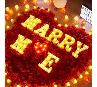 Marry Me Light Up Letters Proposal Decorations Will You Marry Me Sign LED Romantic Night Light for Proposal Engagement Wedding Outdoor（Warm White）