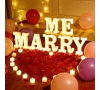 Marry Me Sign, LED Light Up Letters Proposal Decorations, Romantic Wedding Engagement Party Decorations, for Proposal Decorations Wedding Party Valentines Day Girlfriend (Warm White)