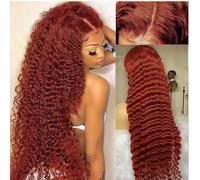 MARRY MOON Mongolian Auburn Lace Front Wig Human Hair Pre Plucked 5x5 Auburn Lace Front Wig Deep Wavy Glueless Human Hair HD Lace Front Wig 22 Inch