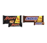 Mars and Snickers Chocolate Bars, Pack of 8 Bars (16 Total)
