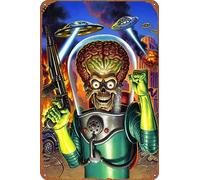 Mars Attacks! Creative Tin Logo Vintage Poster Wall Decoration Home Door Garden Bar Cafe Office Restaurant Shop Club Logo Gift 12 X 8 inches