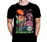 Mars Attacks Nice Planet Mens Tshirt Gothic Horror Film Print, Black Cotton T-Shirt, Movie Poster Tee