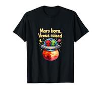 Mars Born Venus Raised Cute UFO Alien Pun Graphic T-Shirt