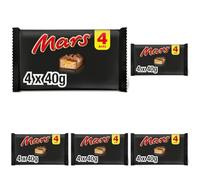 Mars Caramel Soft Nougat Milk Chocolate Treat Bars Snack Multipack, 4x40g (Pack of 5)