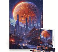 Mars City Night Astronaut Jigsaw Puzzles 1000 Piece for Adults Calm Daily Snug Joint Joyful Challenge (38x26cm)
