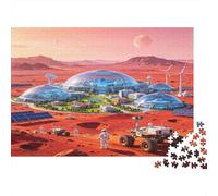 Mars Colony 1000 Piece Jigsaw Puzzle Adult Paper Material Futuristic Space Exploration Scene Puzzle Game for Family Relaxation Focus Home Decoration Gift 38x26cm/1000pcs