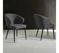 mars dark grey fabric dining chairs with black legs - pair