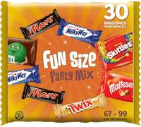 Mars Funsize Party Mix Milk Chocolate Bag 540g - 30 Fun Size Chocolate Bars & Bags, Mars, Twix, MilkyWay, Maltesers, Skittles, M&Ms