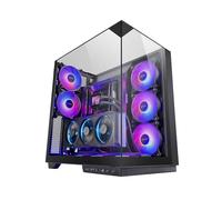MARS GAMING MC-3GF, Gaming ATX Case, Triple Tempered Glass, 2x 120mm ARGB Rear Fans, Vertical GPU Mount, PC Tower with Liquid Cooling Support up to 360mm, Black