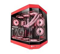Mars Gaming MC-3T, Custom ATX Gaming Case, Triple Window Continuous Tempered Glass, Full Liquid Cooling Support, Dual Side Camera, 3x Vertical PCI Slots, USB-C and USB 3.0, Red