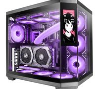 Mars Gaming MC-3TCORELCD ATX Gaming Case, Customizable 7.2” IPS Screen, Removable Triple Tempered Glass, Dual Side Chamber Structure, Liquid Cooling Support up to 360mm, Black