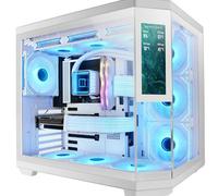 Mars Gaming MC-3TCORELCD ATX Gaming Case, Customizable 7.2” IPS Screen, Removable Triple Tempered Glass, Dual Side Chamber Structure, Liquid Cooling Support up to 360mm, White