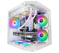 Mars Gaming MC-3TLITE, MicroATX Gaming Case, Triple Continuous Tempered Glass, 120mm Rear FRGB Fan, Dual Chamber Structure, Compact Mini Tower PC with Large Internal Capacity, White