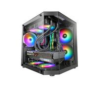 Mars Gaming MC-3TLITE, MicroATX Gaming Case, Triple Continuous Tempered Glass, 120mm Rear FRGB Fan, Dual Chamber Structure, Compact Mini Tower PC with Large Internal Capacity, Black