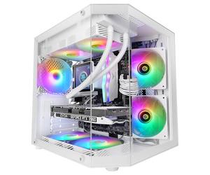Mars Gaming MC-3TLITE, MicroATX Gaming Case, Triple Continuous Tempered Glass, 120mm Rear FRGB Fan, Dual Chamber Structure, Compact Mini Tower PC with Large Internal Capacity, White