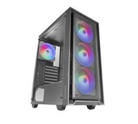 Mars Gaming MC-AIR ATX Gaming Case, 4x 120mm FRGB Rainbow Fans, Mesh Front Panel, Full Tempered Glass Side Window, Dual-Chamber Mid Tower, Liquid Cooling Support, Black