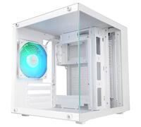 Mars Gaming MC-CUBE, MicroATX PC Case, Ultra-Compact Cube Format, Panoramic Tempered Glass, 120mm ARGB Rear Fan, Support for Liquid Cooling up to 120mm, Mini Tower with USB-C, White