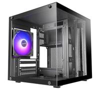 Mars Gaming MC-CUBE, MicroATX PC Case, Ultra-Compact Cube Format, Panoramic Tempered Glass, 120mm ARGB Rear Fan, Support for Liquid Cooling up to 120mm, Mini Tower with USB-C, Black