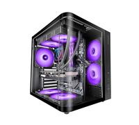 Mars Gaming MC-CURV, ATX Gaming Case, Triple Curved Continuous Tempered Glass Front and Side, Dual-Chamber Structure, Compact PC Mid-Tower with Large Internal Capacity, USB-C and USB 3.0, Black